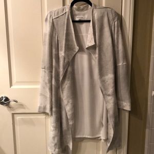Gray and white jacket with tie. Size xxs